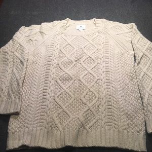 Classic Cream Cable Knit Crewneck Sweater